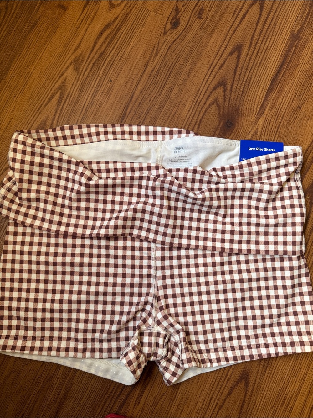 Joy Lab Gingham Low-Rise Women’s Shorts - Brown and White